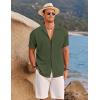 COOFANDY Men’s Ribbed Button Down Shirts Short Sleeve Casual Shirt with Pocket Summer Beach Camp Tops(Armygreen)