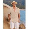 COOFANDY Men’s Ribbed Button Down Shirts Short Sleeve Casual Shirt with Pocket Summer Beach Camp Tops(Khaki)