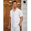 COOFANDY Men’s Ribbed Button Down Shirts Short Sleeve Casual Shirt with Pocket Summer Beach Camp Tops(White)