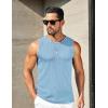 COOFANDY Mens Ribbed Knit Tank Tops Casual Sleeveless Muscle Shirts Basic Undershirts Tank(Light Blue)