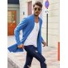 COOFANDY Men’s Ruffle Shawl Collar Cardigan Open Front Lightweight Long Length Drape Cape Overcoat with Pockets(Blue)