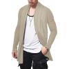 COOFANDY Men’s Ruffle Shawl Collar Cardigan Open Front Lightweight Long Length Drape Cape Overcoat with Pockets(Khaki)