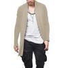 COOFANDY Men’s Ruffle Shawl Collar Cardigan Open Front Lightweight Long Length Drape Cape Overcoat with Pockets(Khaki)