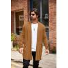 COOFANDY Men’s Ruffle Shawl Collar Cardigan Open Front Lightweight Long Length Drape Cape Overcoat with Pockets(Light Brown)