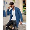 COOFANDY Men’s Ruffle Shawl Collar Cardigan Open Front Lightweight Long Length Drape Cape Overcoat with Pockets(Navy Blue)