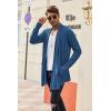 COOFANDY Men’s Ruffle Shawl Collar Cardigan Open Front Lightweight Long Length Drape Cape Overcoat with Pockets(Navy Blue)