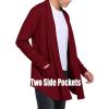 COOFANDY Men’s Ruffle Shawl Collar Cardigan Open Front Lightweight Long Length Drape Cape Overcoat with Pockets(Wine Red)