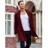 COOFANDY Men’s Ruffle Shawl Collar Cardigan Open Front Lightweight Long Length Drape Cape Overcoat with Pockets(Wine Red)