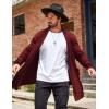 COOFANDY Men’s Ruffle Shawl Collar Cardigan Open Front Lightweight Long Length Drape Cape Overcoat with Pockets(Wine Red)