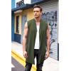COOFANDY Men’s Ruffle Shawl Collar Cardigan Sleeveless Open Front Sleeveless Kimono Vest(Army Green)