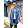 COOFANDY Men’s Ruffle Shawl Collar Cardigan Sleeveless Open Front Sleeveless Kimono Vest(Blue)