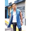 COOFANDY Men’s Ruffle Shawl Collar Cardigan Sleeveless Open Front Sleeveless Kimono Vest(Blue)