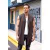 COOFANDY Men’s Ruffle Shawl Collar Cardigan Sleeveless Open Front Sleeveless Kimono Vest(Coffee)
