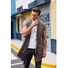COOFANDY Men’s Ruffle Shawl Collar Cardigan Sleeveless Open Front Sleeveless Kimono Vest(Coffee)