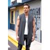 COOFANDY Men’s Ruffle Shawl Collar Cardigan Sleeveless Open Front Sleeveless Kimono Vest(Dark Gray)