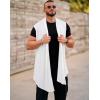 COOFANDY Men’s Ruffle Shawl Collar Cardigan Sleeveless Open Front Sleeveless Kimono Vest(White)