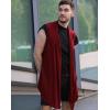 COOFANDY Men’s Ruffle Shawl Collar Cardigan Sleeveless Open Front Sleeveless Kimono Vest(Wine Red)