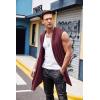 COOFANDY Men’s Ruffle Shawl Collar Cardigan Sleeveless Open Front Sleeveless Kimono Vest(Wine Red)