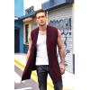 COOFANDY Men’s Ruffle Shawl Collar Cardigan Sleeveless Open Front Sleeveless Kimono Vest(Wine Red)
