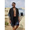 COOFANDY Men’s Ruffle Shawl Collar Lightweight Cardigan Long Kimono Jackets Open Front Drape Cape Coat(A_black)