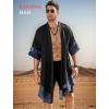 COOFANDY Men’s Ruffle Shawl Collar Lightweight Cardigan Long Kimono Jackets Open Front Drape Cape Coat(A_black)