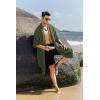 COOFANDY Men’s Ruffle Shawl Collar Lightweight Cardigan Long Kimono Jackets Open Front Drape Cape Coat(Army Green)