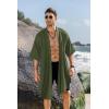 COOFANDY Men’s Ruffle Shawl Collar Lightweight Cardigan Long Kimono Jackets Open Front Drape Cape Coat(Army Green)