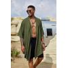COOFANDY Men’s Ruffle Shawl Collar Lightweight Cardigan Long Kimono Jackets Open Front Drape Cape Coat(Army Green)