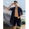 COOFANDY Men’s Ruffle Shawl Collar Lightweight Cardigan Long Kimono Jackets Open Front Drape Cape Coat(Navy Blue)