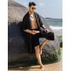 COOFANDY Men’s Ruffle Shawl Collar Lightweight Cardigan Long Kimono Jackets Open Front Drape Cape Coat(Typeb-black)
