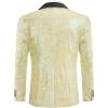 COOFANDY Men’s Sequin Blazer Sparkly Glitter Jacket Shiny Floral Suit Jacket Stylish Party Wedding Banquet Prom Tuxedo(Champagne)