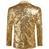 COOFANDY Men’s Sequin Blazer Sparkly Glitter Jacket Shiny Floral Suit Jacket Stylish Party Wedding Banquet Prom Tuxedo(Gold)