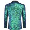 COOFANDY Men’s Sequin Blazer Sparkly Glitter Jacket Shiny Floral Suit Jacket Stylish Party Wedding Banquet Prom Tuxedo(Green)