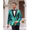 COOFANDY Men’s Sequin Blazer Sparkly Glitter Jacket Shiny Floral Suit Jacket Stylish Party Wedding Banquet Prom Tuxedo(Green)
