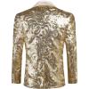 COOFANDY Men’s Sequin Blazer Sparkly Glitter Jacket Shiny Floral Suit Jacket Stylish Party Wedding Banquet Prom Tuxedo(Light Gold)
