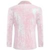 COOFANDY Men’s Sequin Blazer Sparkly Glitter Jacket Shiny Floral Suit Jacket Stylish Party Wedding Banquet Prom Tuxedo(Pink)