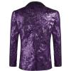 COOFANDY Men’s Sequin Blazer Sparkly Glitter Jacket Shiny Floral Suit Jacket Stylish Party Wedding Banquet Prom Tuxedo(Purple)