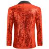 COOFANDY Men’s Sequin Blazer Sparkly Glitter Jacket Shiny Floral Suit Jacket Stylish Party Wedding Banquet Prom Tuxedo(Red – Black Lapel)