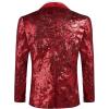 COOFANDY Men’s Sequin Blazer Sparkly Glitter Jacket Shiny Floral Suit Jacket Stylish Party Wedding Banquet Prom Tuxedo(Red)