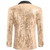 COOFANDY Men’s Sequin Blazer Sparkly Glitter Jacket Shiny Floral Suit Jacket Stylish Party Wedding Banquet Prom Tuxedo(Rose Gold)