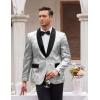 COOFANDY Men’s Sequin Blazer Sparkly Glitter Jacket Shiny Floral Suit Jacket Stylish Party Wedding Banquet Prom Tuxedo(Silver – Black Lapel)