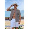 COOFANDY Men’s Short Sleeve Button Down Shirt Casual Linen Shirts Summer Beach Vacation Shirt with Pocket(Dark Grey)