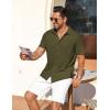 COOFANDY Men’s Short Sleeve Button Down Shirt Casual Summer Beach Shirt Waffle Knit Shirts Wrinkle Free Untucked Shirt(Army Green)