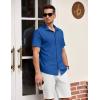 COOFANDY Men’s Short Sleeve Button Down Shirt Casual Summer Beach Shirt Waffle Knit Shirts Wrinkle Free Untucked Shirt(Deep Blue)