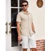 COOFANDY Men’s Short Sleeve Button Down Shirt Casual Summer Beach Shirt Waffle Knit Shirts Wrinkle Free Untucked Shirt(Light Khaki)