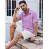 COOFANDY Men’s Short Sleeve Button Down Shirt Casual Summer Beach Shirt Waffle Knit Shirts Wrinkle Free Untucked Shirt(Light Purple)