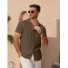 COOFANDY Men’s Short Sleeve Button Down Shirt Casual Summer Beach Untucked Vacation Textured Shirts with Pocket(Acorn)