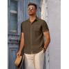 COOFANDY Men’s Short Sleeve Button Down Shirt Casual Summer Beach Untucked Vacation Textured Shirts with Pocket(Acorn)