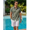 COOFANDY Men’s Short Sleeve Button Down Shirt Casual Summer Beach Untucked Vacation Textured Shirts with Pocket(Army Green)