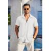 COOFANDY Men’s Short Sleeve Button Down Shirt Casual Summer Beach Untucked Vacation Textured Shirts with Pocket(A-white)